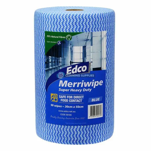 Edco Merriwipe Super Heavy Duty - 90 wipes - 30 x 50cm in Blue - 56100