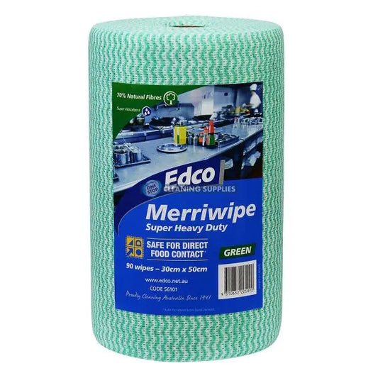 Edco Merriwipe Super Heavy Duty - 90 wipes - 30 x 50cm in Green - 56101