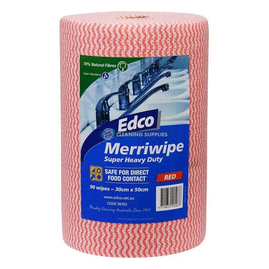 Edco Merriwipe Super Heavy Duty - 90 wipes - 30 x 50cm in Red - 56102