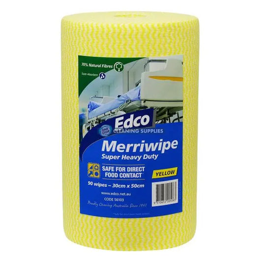 Edco Merriwipe Super Heavy Duty - 90 wipes - 30 x 50cm in Yellow - 56103