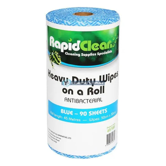 RapidClean Heavy Duty Wipes (Antibacterial) - 90 wipes - 30 x 50cm in Blue - 65100