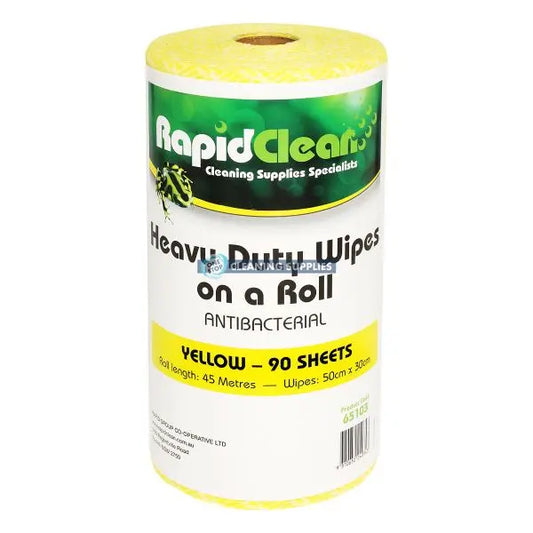 RapidClean Heavy Duty Wipes (Antibacterial) - 90 wipes - 30 x 50cm in Yellow - 65103