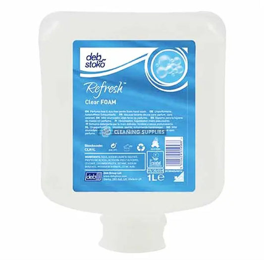 Deb Perfume-Free & Dye-Free Gentle Foam Hand Wash Clear (6 x 1 Litre) - CLR1L