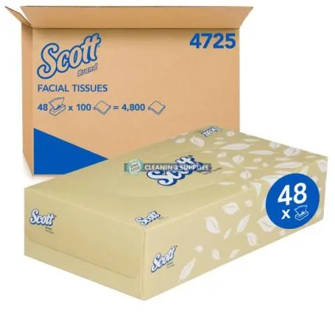 Scott 4725 Facial Tissues 2 Ply Flat Box